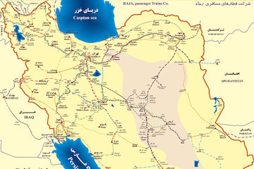 نقشه شبکه حمل و نقل راه‌آهن ایران
