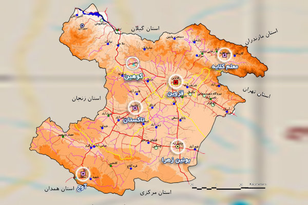 نقشه ضیاءآباد قزوین