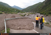 مسدود شدن محور توسكستان - علی آباد كتول بر اثر سیلاب