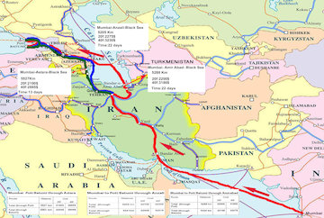 نقشه کریدور خلیج فارس-دریای سیاه