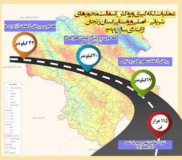 لکهگیری و روکش آسفالت ۹۹ کیلومتر از محورهای شریانی، اصلی و روستایی استان زنجان آمار روکش آسفالت -زنجان