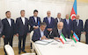 مراسم امضای تفاهم نامه ساخت پل آستاراچای با حضور وزیر راه و شهرسازی ایران و معاون نخست وزیر آذربایجان