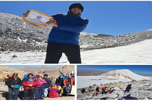 پرچم اداره کل راه و شهرسازی استان سیستان و بلوچستان بر فراز قله ۴۰۵۰ متری تفتان به اهتزاز درآمد سیستان