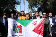 ببینید|حضور مدیرکل، معاونین و کارکنان اداره کل راهداری و حمل ونقل جاده ای خوزستان در راهپیمایی 22 بهمن