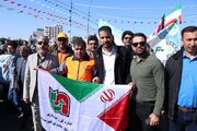 ببینید|حضور مدیرکل، معاونین و کارکنان اداره کل راهداری و حمل ونقل جاده ای خوزستان در راهپیمایی 22 بهمن