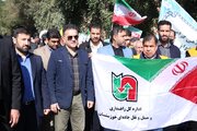 ببینید|حضور مدیرکل، معاونین و کارکنان اداره کل راهداری و حمل ونقل جاده ای خوزستان در راهپیمایی 22 بهمن