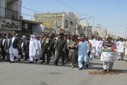 ببینید| حضور پرشور کارکنان اداره کل راهداری و حمل و نقل جاده ای جنوب سیستان و بلوچستان در راهپیمایی روز جهانی قدس