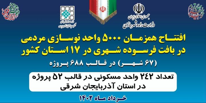 تعداد ۲۴۲ واحد مسکونی در استان  آذربایجان شرقی افتتاح میشود افتتاح  بافت فرسوده