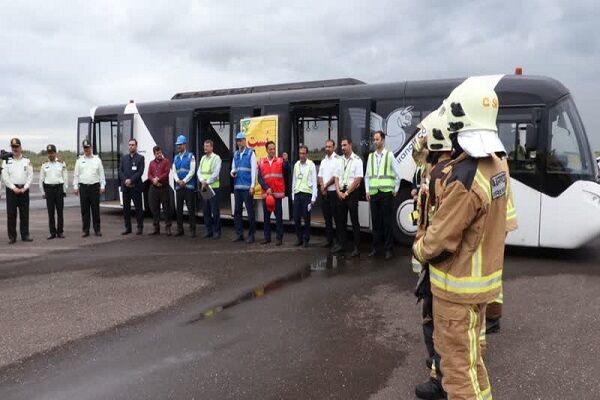 اجرای مانور محدود طرح اضطراری در فرودگاه سردار جنگل رشت مانور فرودگاه رشت