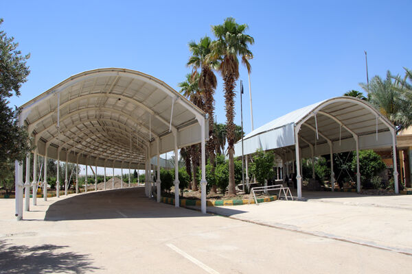 احداث ۶۴۰ متر مربع سایبان، ارتقای سیستم برق و محوطه سازی در پایانه مرزی خسروی  نصب سایه بان پایانه مرزی خسروی
