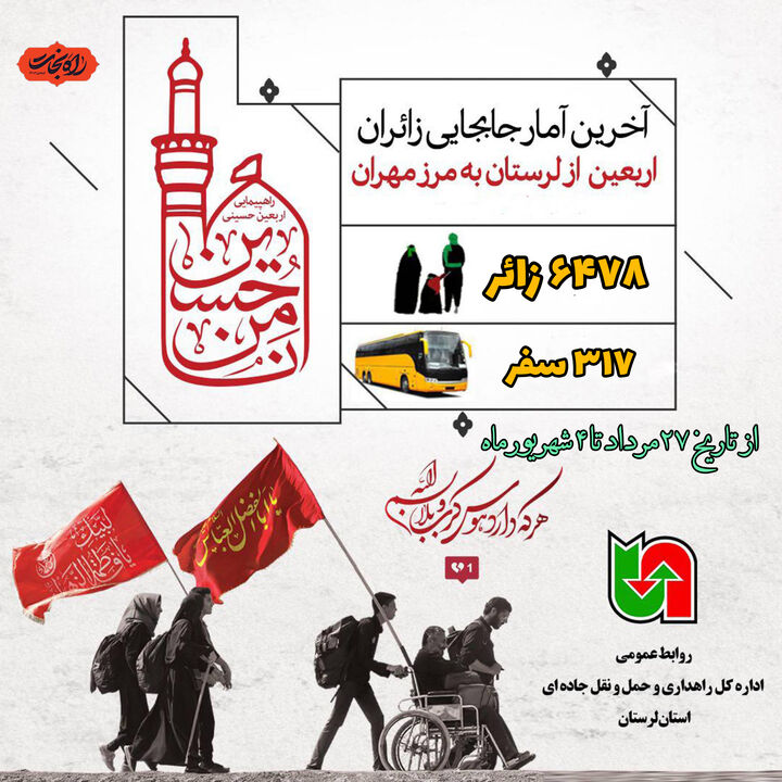 اینفوگرافیک| آمار جابه‌جایی زائران اربعین حسینی به مرز مهران توسط ناوگان حمل و نقل عمومی لرستان