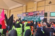 آیین بدرقه زوارالحسین در پایانه مسافری بندر بوشهر
