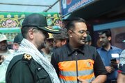 بازدید سردار جهانبخش فرمانده نیروی انتظامی استان از اجرای پویش راه نجات اداره کل راهداری و حمل و نقل جاده ای آذربایجان غربی در پایانه مرزی تمرچین