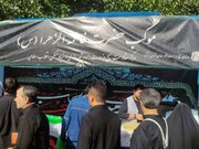 برپایی مواکب ستاد اربعین مرکز مقاومت بسیج وزارت راه و شهرسازی در  مسیر پیادهروی جاماندگان اربعین حسینی