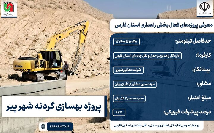 اینفوگرافیک|  معرفی پروژه‌های فعال بخش راهداری و حمل و نقل جاده‌ای استان فارس