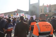ببينيد | حضور همکاران اداره‌کل راهداری و حمل‌و‌نقل جاده‌ای استان اصفهان در راهپیمایی ضد استکباری ۱۳ آبان