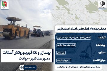 اینفوگرافیک| معرفی پروژه‌های فعال بخش راهداری و حمل و نقل جاده‌ای استان فارس