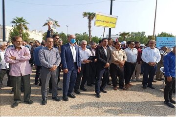 راهپیمایی حمایت از مردم غزه با حضور اداره کل راهداری بوشهر