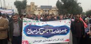 ببینید| حضور حماسی کارکنان اداره کل راه و شهرسازی خوزستان در راهپیمایی 22 بهمن