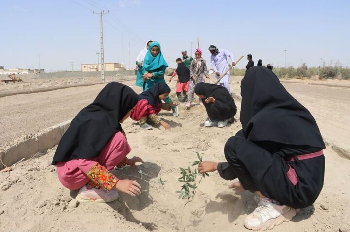 غرس نهال به مناسبت هفته درختکاری در شهر جدید رامشار سیستان و بلوچستان