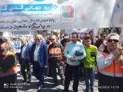 ببینید| حضور کارکنان اداره کل راهداری و حمل و نقل جاده ای استان همدان در راهپیمایی روز قدس
