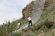 ببینید|گزارش تصویری از عملیات نصب توری بر روی کوه جهت جلوگیری از ریزش سنگ در محور کرج_کندوان توسط راهداری استان البرز