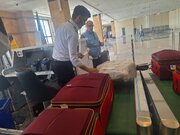 ببینید | اعزام زائران حج تمتع از فرودگاه اهواز به فرودگاه مدینه منوره