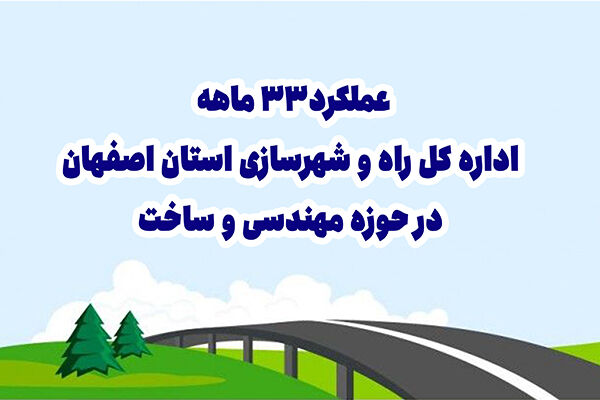 اطلاع نگاشت|عملکرد ۳۳ماهه اداره کل راه وشهرسازی استان اصفهان در حوزه مهندسی وساخت