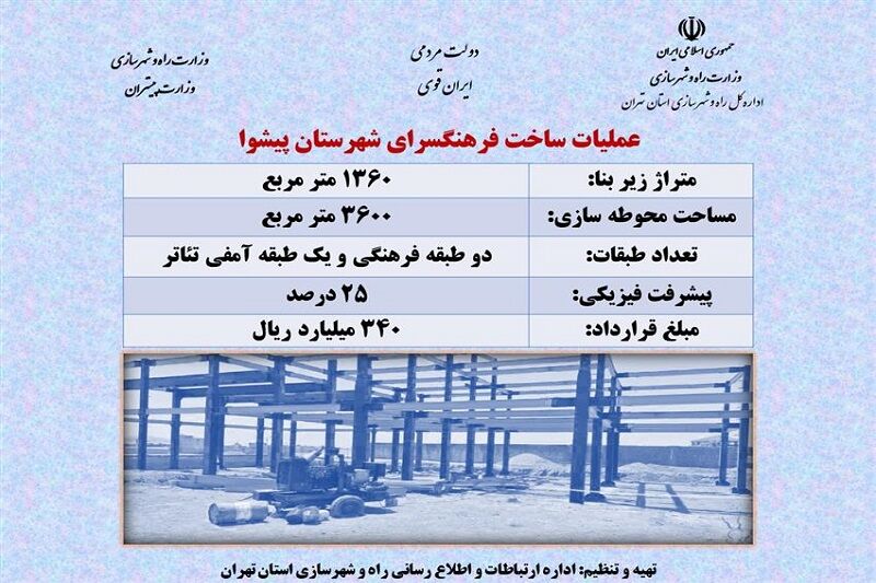 اطلاع نگاشت| عملیات ساخت فرهنگسرای شهرستان پیشوا