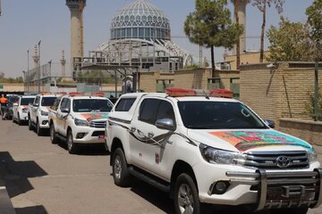 ببينيد | آيين اعزام خادمين حمل‌ونقل جاده‌اي زائرين اربعين از استان اصفهان