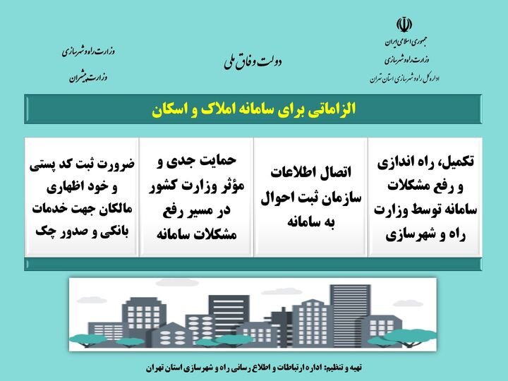 اطلاع نگاشت| الزاماتی برای سامانه املاک و اسکان