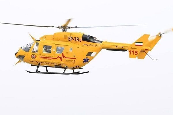 انتقال ۲ مصدوم سانحه واژگونی اتوبوس توسط اورژانس هوایی ۱۱۵ فرودگاه گرگان اورژانس هوایی