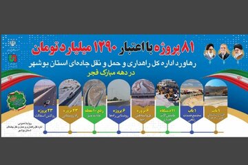 رهاورد اداره کل راهداری و حمل و نقل جاده ای استان بوشهر در دهه فجر