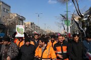 ببینید | حضور کارکنان . مدیران اداره کل راهداری و حمل و نقل جاده ای استان همدان در راهپیمایی 22 بهمن 1403