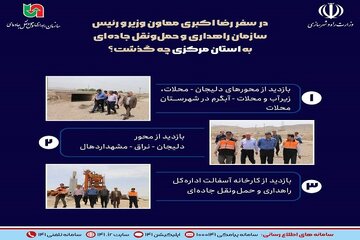 اطلاع‌نگاشت| در سفر رضا اکبری معاون وزیر و رئیس سازمان راهداری و حمل و نقل جاده‌ای به استان‌ مرکزی چه گذشت؟ (بخش اول)