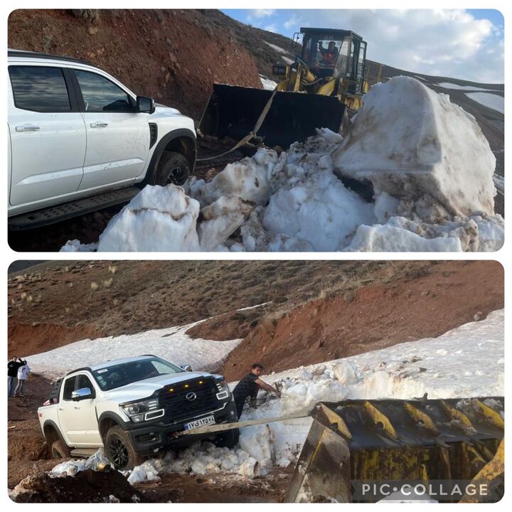 نجات سرنشینان خودروی گرفتار در گردنه گراب طالقان توسط راهداران گچسر