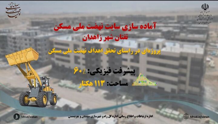 اطلاع نگاشت|پیشرفت ۶۰ درصدی آماده سازی سایت ۱۱۳ هکتاری طرح نهضت ملی مسکن تفتان شهر زاهدان