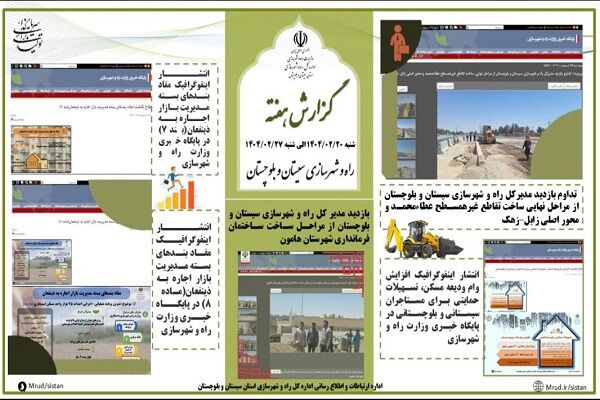 ببینید|بولتن هفتگی اداره کل راه و شهرسازی استان سیستان و بلوچستان هفته چهارم اردیبهشت ماه ۱۴۰۴ (۳)