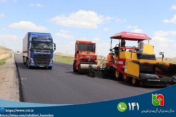 اجرای ۵۵ کیلومتر روکش آسفالت در محورهای همدان در دو ماه نخست سال