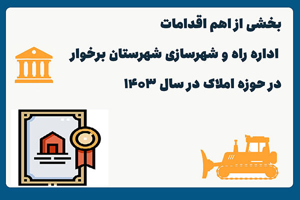 اطلاع نگاشت| بخش اهم اقدامات اداره کل راه و شهرسازی شهرستان برخوار در حوزه املاک در سال 1403