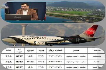 افزایش پروازهای فرودگاه رامسر به مشهد مقدس