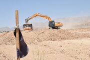 ببینید | ادامه اجرای عملیات آماده سازی سایت 205 هکتاری نهضت ملی مسکن سمنان