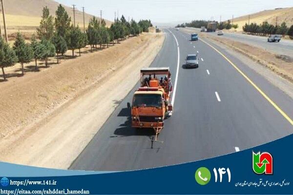 اجرای ۷۳۰ کیلومتر خط‌کشی در محورهای ارتباطی همدان در سه‌ماهه نخست سال جاری