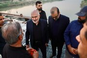 ببینید| بازدید استاندار خوزستان و جمعی از مسئولان استانی و شهرستان باوی از پل عنافچه بر روی رودخانه کارون