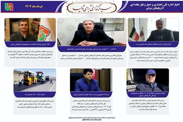 اطلاع نگاشت| عملکرد اداره کل راهداری و حمل‌ونقل جاده ای آذربایجان شرقی در خرداد ماه ۱۴۰۴