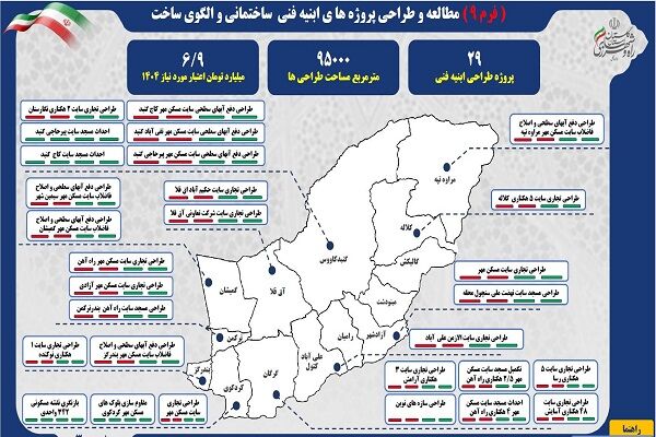 اطلاع نگاشت | مطالعه و طراحی پروژه های ابنیه فنی ساختمان و الگوی ساخت در استان گلستان