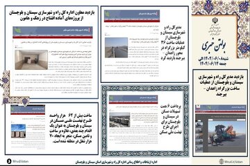ببینید|بولتن هفتگی اداره کل راه و شهرسازی استان سیستان و بلوچستان هفته دوم شهریورماه ۱۴۰۴ (۱)