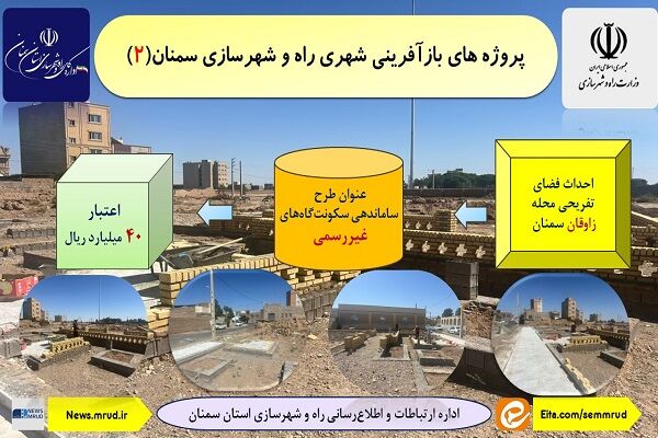 اطلاع نگاشت| پروژه های بازآفرینی شهری راه و شهرسازی سمنان(احداث فضای تفریحی محله زاوقان)