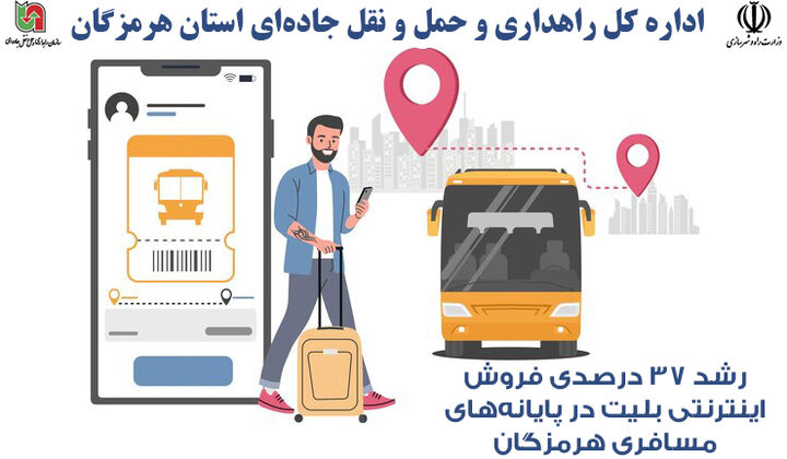 رشد ۳۷ درصدی فروش اینترنتی بلیت در پایانه‌های مسافری هرمزگان