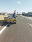 خط کشی روکش های آسفالت محور اصلی سلماس-ارومیه محدوده گولان و محور فرعی سلماس-هشتیان محدوده تمر و شورگل